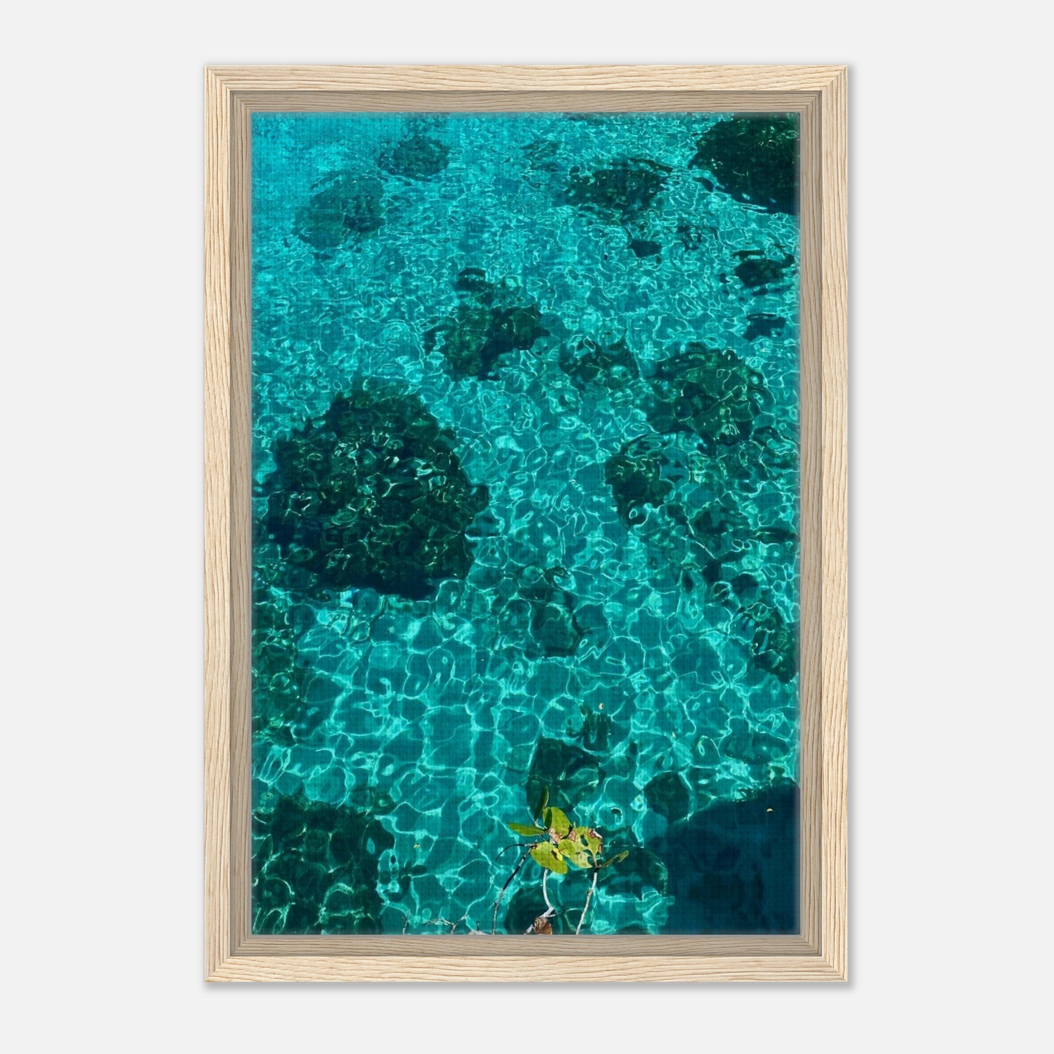 Framed tropical summer canvas art with vibrant coastal scenery, natural colors, part of the Travel Collection studio edition.
