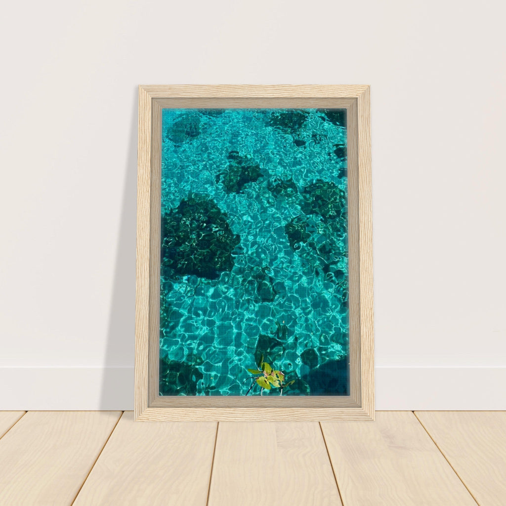Framed tropical summer canvas art print featuring vibrant coastal scenery, natural decor, 20x30cm wood frame, part of travel collection.