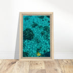 Framed tropical summer canvas print featuring vibrant coastal artwork, natural décor, in a 20x30 cm wood frame from the Travel Collection.