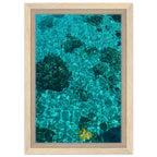 Framed tropical summer canvas print featuring vibrant coastal artwork, natural décor for travel-inspired interior design.