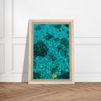 Framed tropical summer canvas print with vibrant coastal art, natural decor, in a 20x30 cm wood frame from the Travel Collection.
