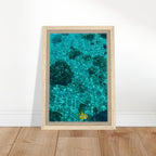 Framed tropical summer coastal artwork print on canvas, vibrant natural decor with 20x30 cm wood frame, part of travel collection.