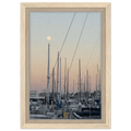 Framed canvas art print of a summer evening marina in Marina del Rey, CA, with nautical theme and chic tones, California Canvas Studio Edition.