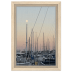 Framed canvas art print of a summer evening marina in Marina del Rey, CA, with nautical theme and chic tones, California Canvas Studio Edition.