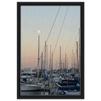 Framed canvas art print of Marina Del Rey summer evening scene with nautical theme and chic tones, 20x30 cm wood frame.