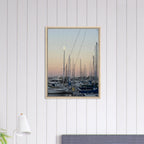 Framed canvas print of a summer evening marina scene in Marina del Rey, California, with nautical and chic tones, studio edition.