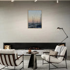 Framed canvas art print of Marina del Rey, CA at summer evening, featuring nautical themes and chic tones, by California Canvas Studio.