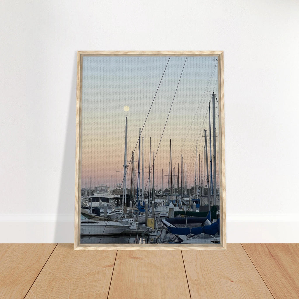 Framed canvas art print of Summer Evening Marina Del Rey with nautical spirit and chic tones, 20x30 cm, California Canvas Studio Edition.