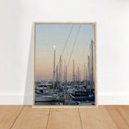 Framed canvas art print of Summer Evening Marina Del Rey with nautical spirit and chic tones, 20x30 cm, California Canvas Studio Edition.