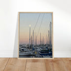 Framed canvas art print of Summer Evening Marina Del Rey with nautical themes and chic tones, in a 20x30 cm wood frame.
