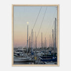 Framed canvas art of Summer Evening Marina Del Rey with nautical themes and chic tones, 20x30cm wood frame, California Canvas Studio Edition.