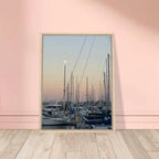 Framed canvas art print of Summer Evening Marina Del Rey in nautical and chic tones, California Canvas Studio Edition, 20x30 cm.
