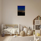 Premium wooden framed canvas print of Los Angeles downtown nightglow, elegant home wall art, California studio edition.