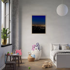 Premium wooden framed canvas print of Los Angeles Downtown Nightglow, elegant home wall art, California studio edition, 20x30 cm.
