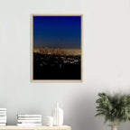 Premium wooden framed canvas print of Los Angeles Downtown Nightglow, elegant wall art showcasing California cityscape.