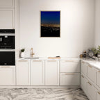 Premium wooden framed canvas print of Los Angeles Downtown Nightglow, elegant home wall art, California studio edition, 20x30 cm.
