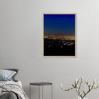 Premium wooden framed canvas print of Los Angeles Downtown Nightglow, elegant wall art featuring California cityscape in studio edition.