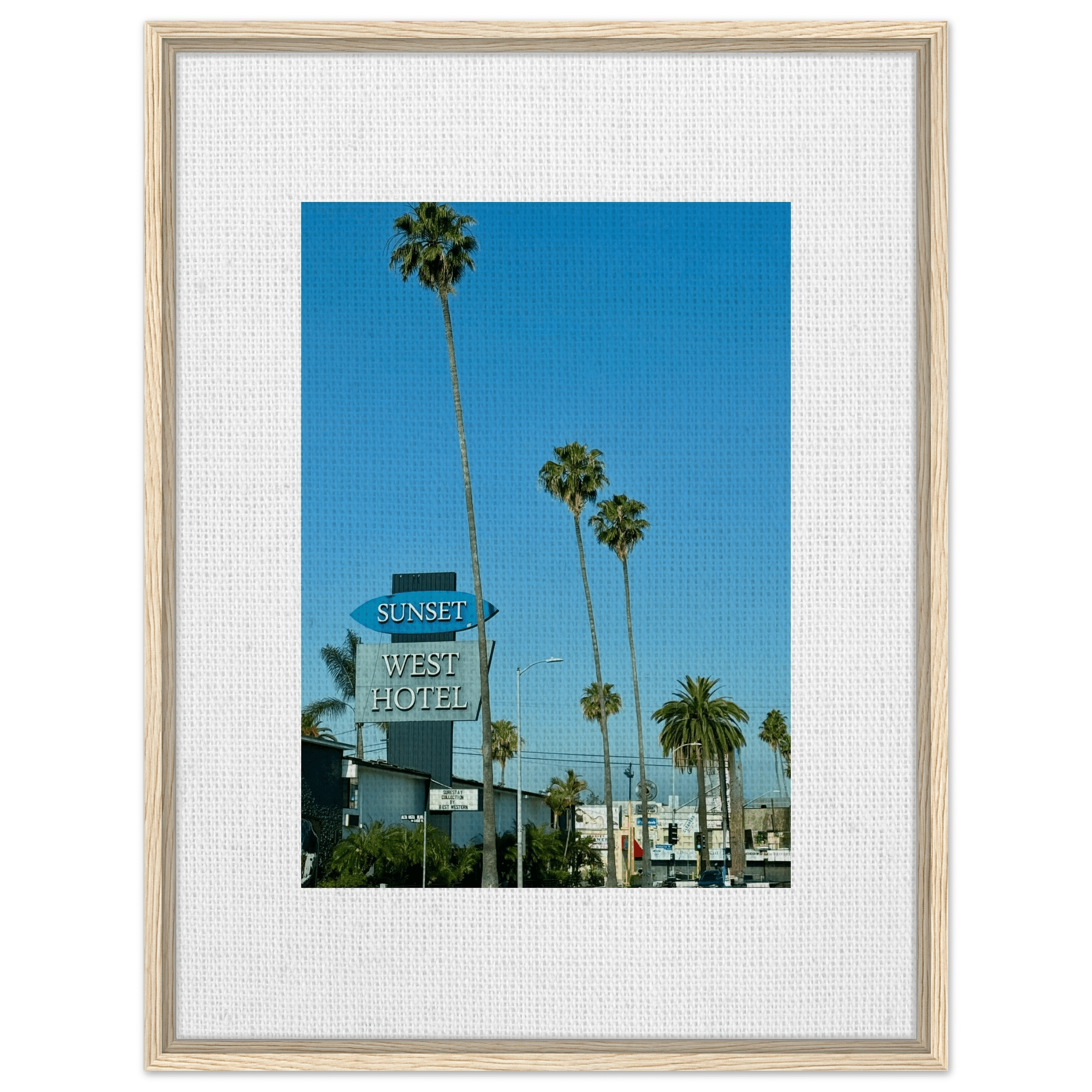 Premium Wooden Framed Canvas Sunset Boulevard West Hotel Art - Celebrity Style Décor: California Canvas – Studio Edition - CaliCuration