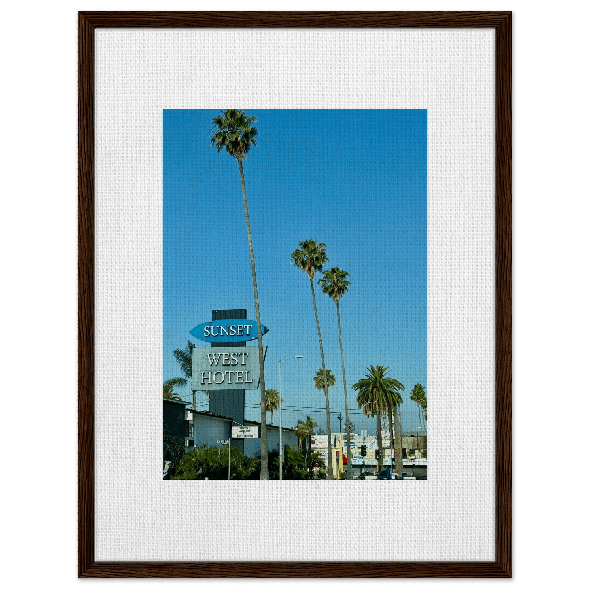 Premium Wooden Framed Canvas Sunset Boulevard West Hotel Art - Celebrity Style Décor: California Canvas – Studio Edition - CaliCuration