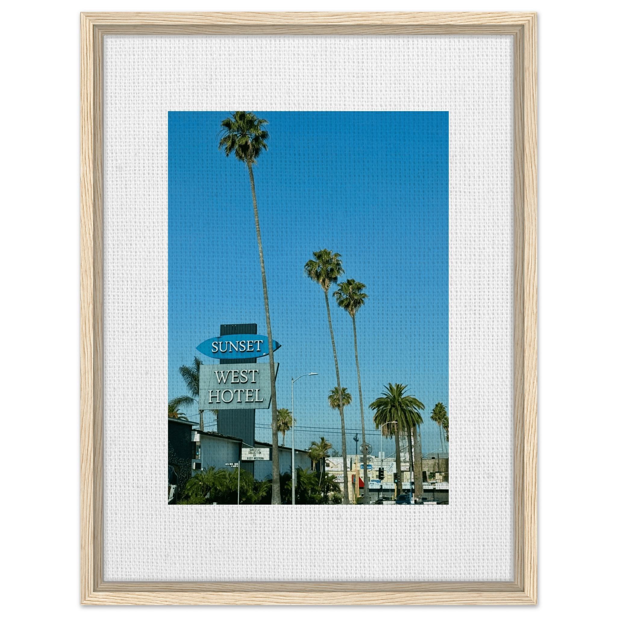 Premium Wooden Framed Canvas Sunset Boulevard West Hotel Art - Celebrity Style Décor: California Canvas – Studio Edition - CaliCuration