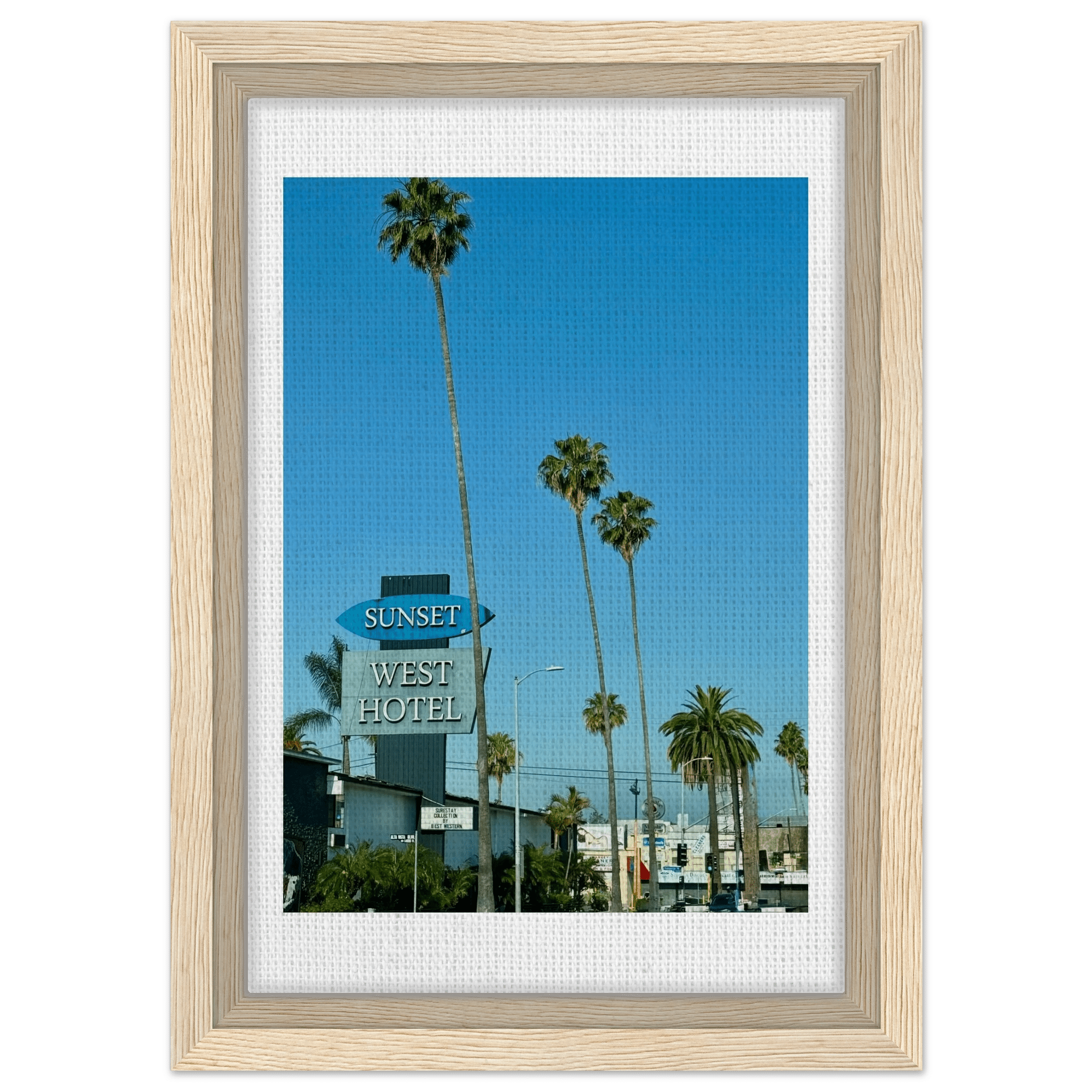 Premium Wooden Framed Canvas Sunset Boulevard West Hotel Art - Celebrity Style Décor: California Canvas – Studio Edition - CaliCuration