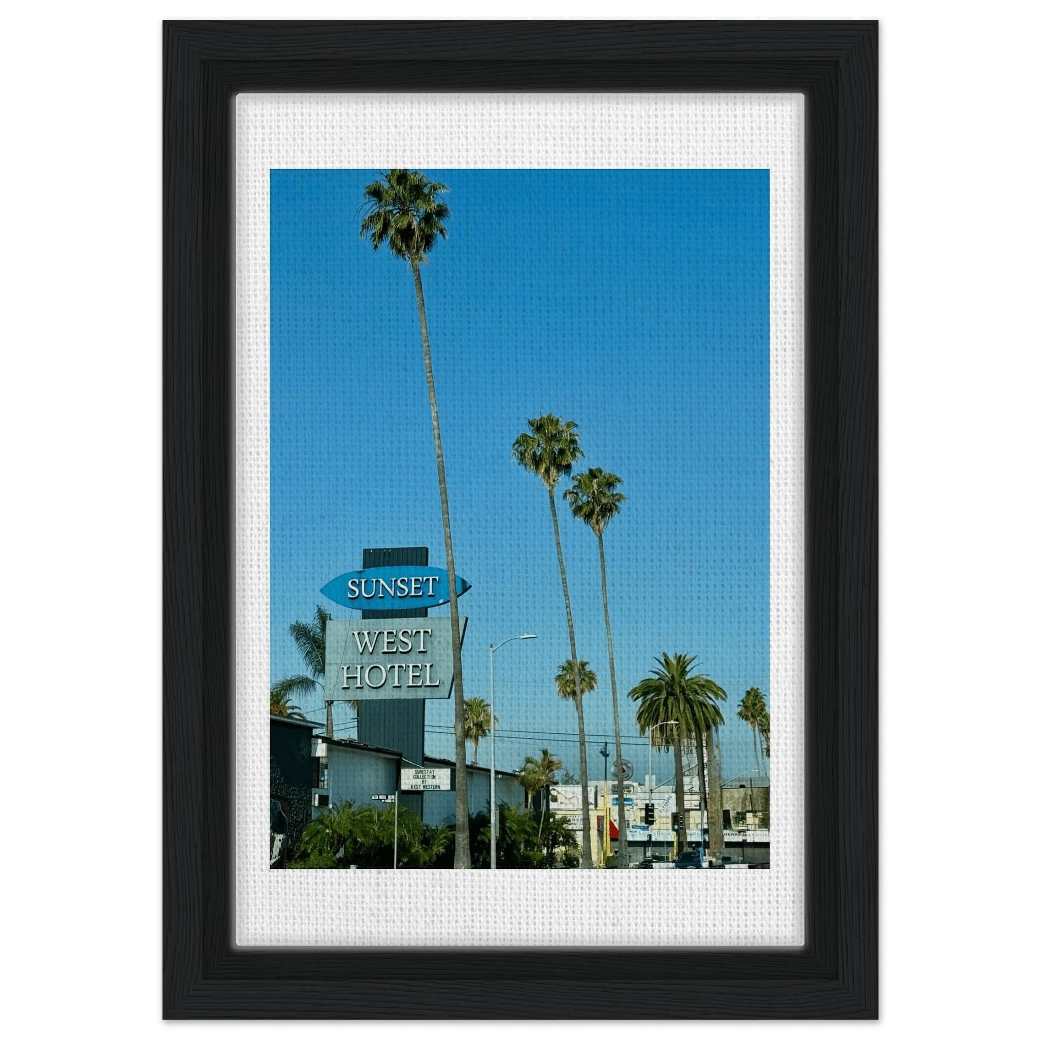 Premium Wooden Framed Canvas Sunset Boulevard West Hotel Art - Celebrity Style Décor: California Canvas – Studio Edition - CaliCuration