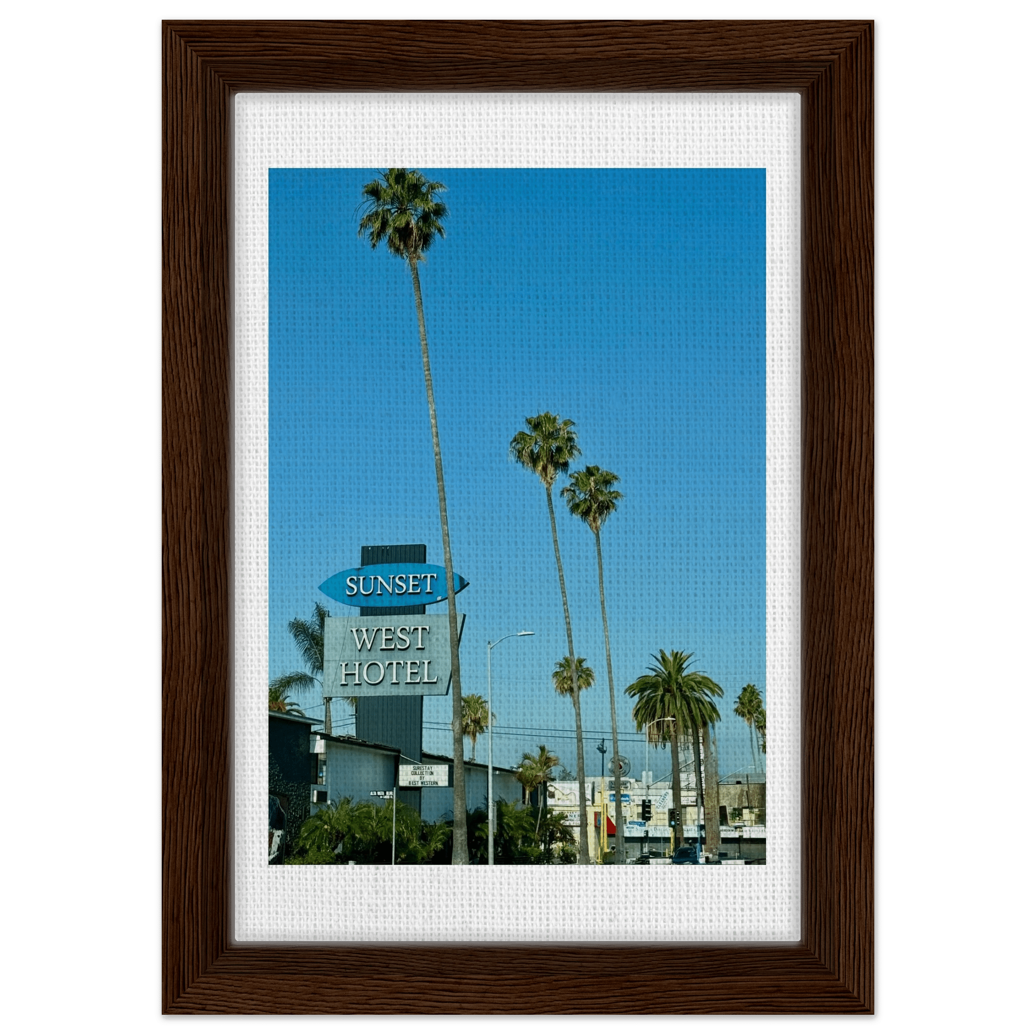 Premium Wooden Framed Canvas Sunset Boulevard West Hotel Art - Celebrity Style Décor: California Canvas – Studio Edition - CaliCuration