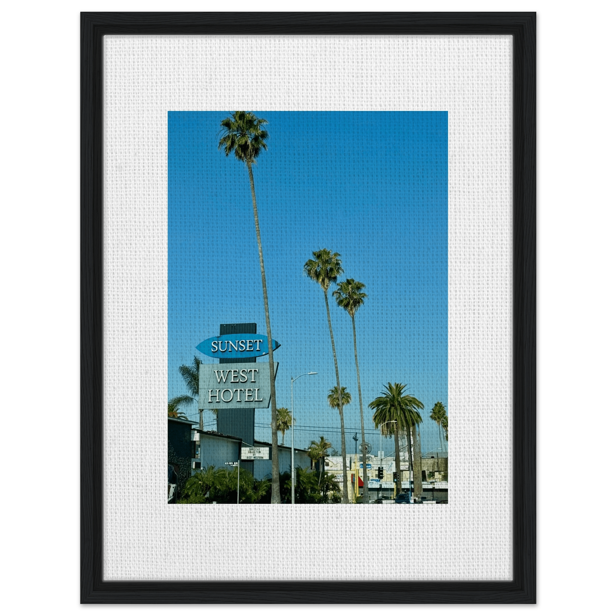Premium Wooden Framed Canvas Sunset Boulevard West Hotel Art - Celebrity Style Décor: California Canvas – Studio Edition - CaliCuration