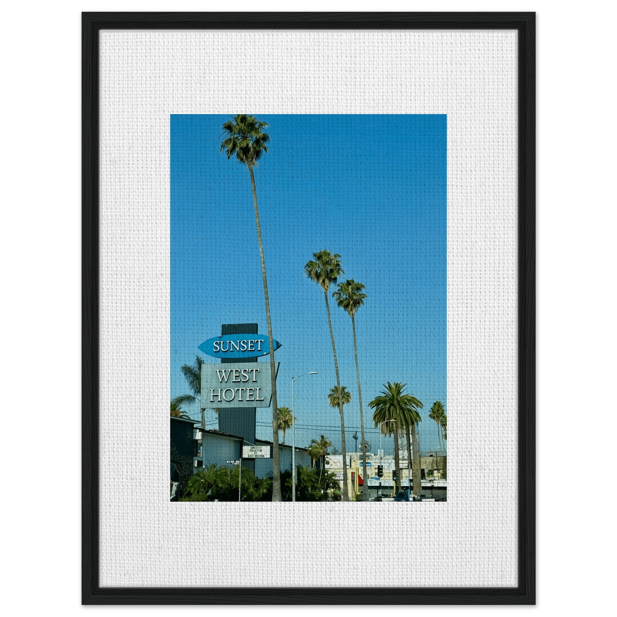 Premium Wooden Framed Canvas Sunset Boulevard West Hotel Art - Celebrity Style Décor: California Canvas – Studio Edition - CaliCuration