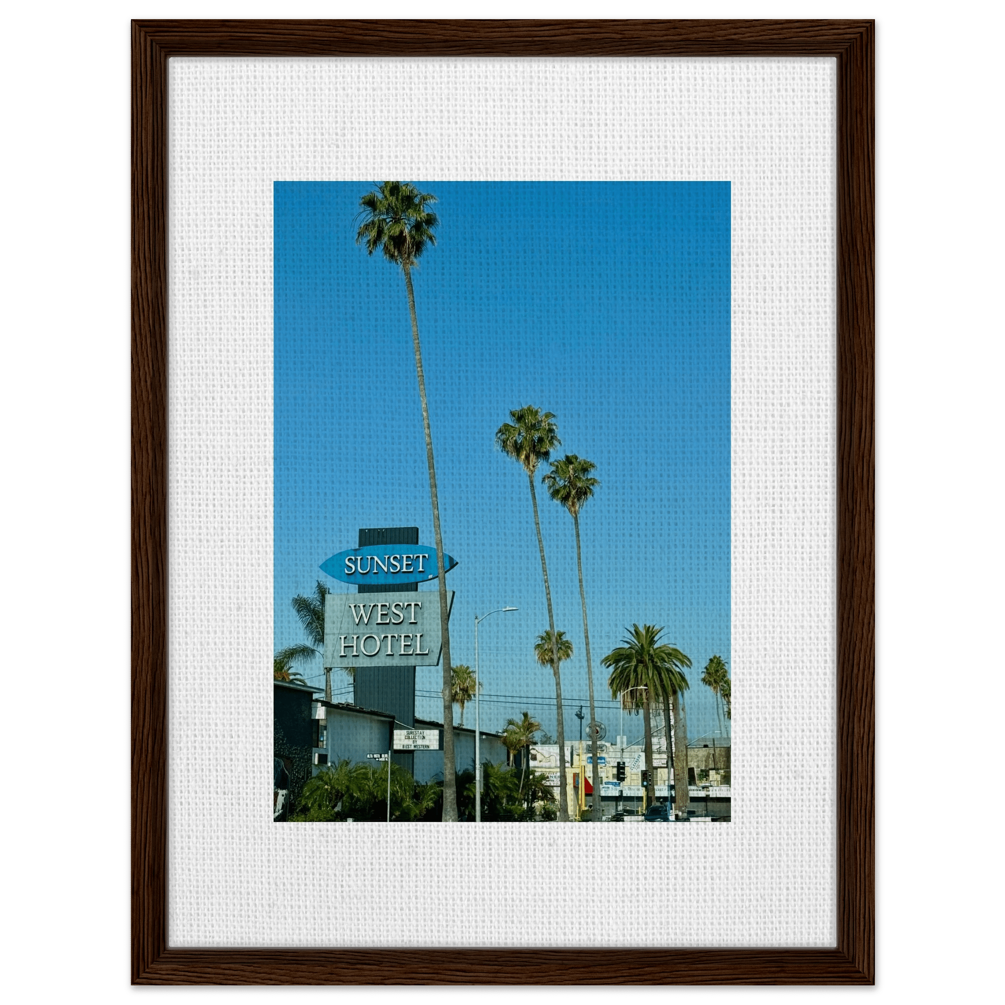 Premium Wooden Framed Canvas Sunset Boulevard West Hotel Art - Celebrity Style Décor: California Canvas – Studio Edition - CaliCuration