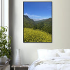 Wooden framed Malibu Canyon Wildflowers poster on museum-quality matte paper, California wall art, studio edition print.