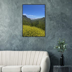 Wooden framed poster of Malibu Canyon wildflowers on museum-quality matte paper, California wall art, studio edition.