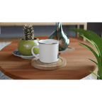 Enamel mug with a summer evening Marina Del Rey print, 12oz capacity, featuring vibrant ocean and marina scene design.