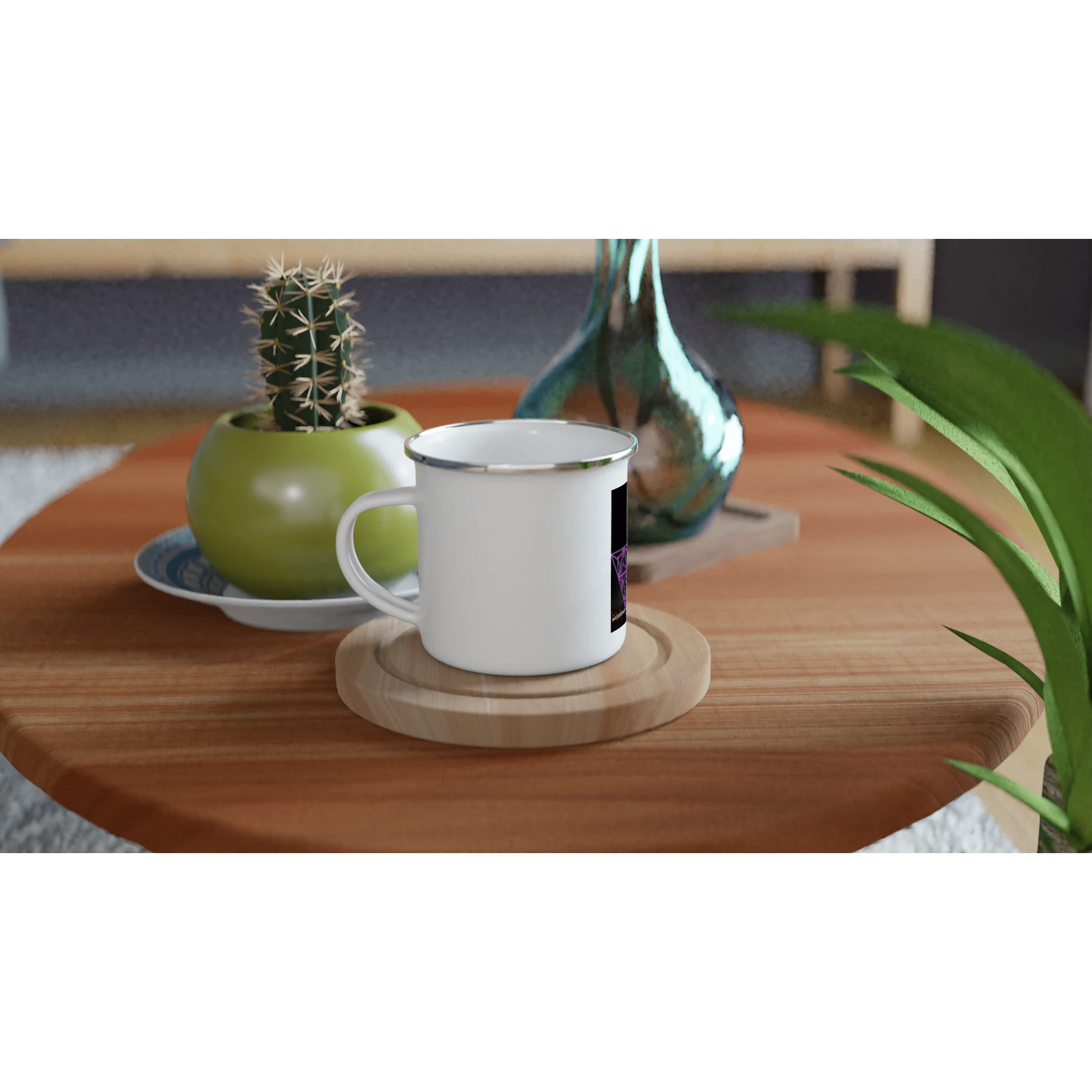 Festive NYC Skyline Enamel Mug – Purple Ornament Holiday Design - CaliCuration