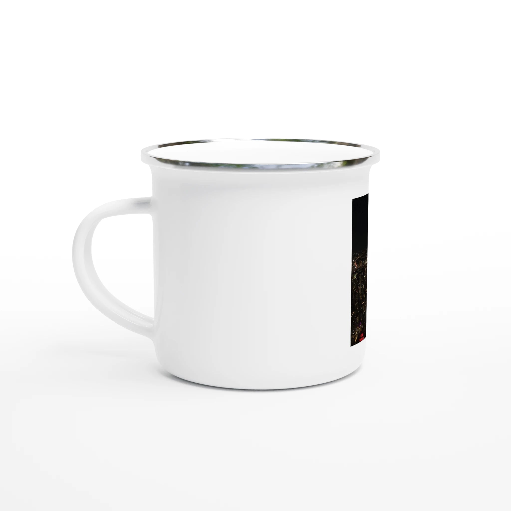 NYC Skyline Enamel Mug - Majestic Downtown View During Holiday Season - CaliCuration