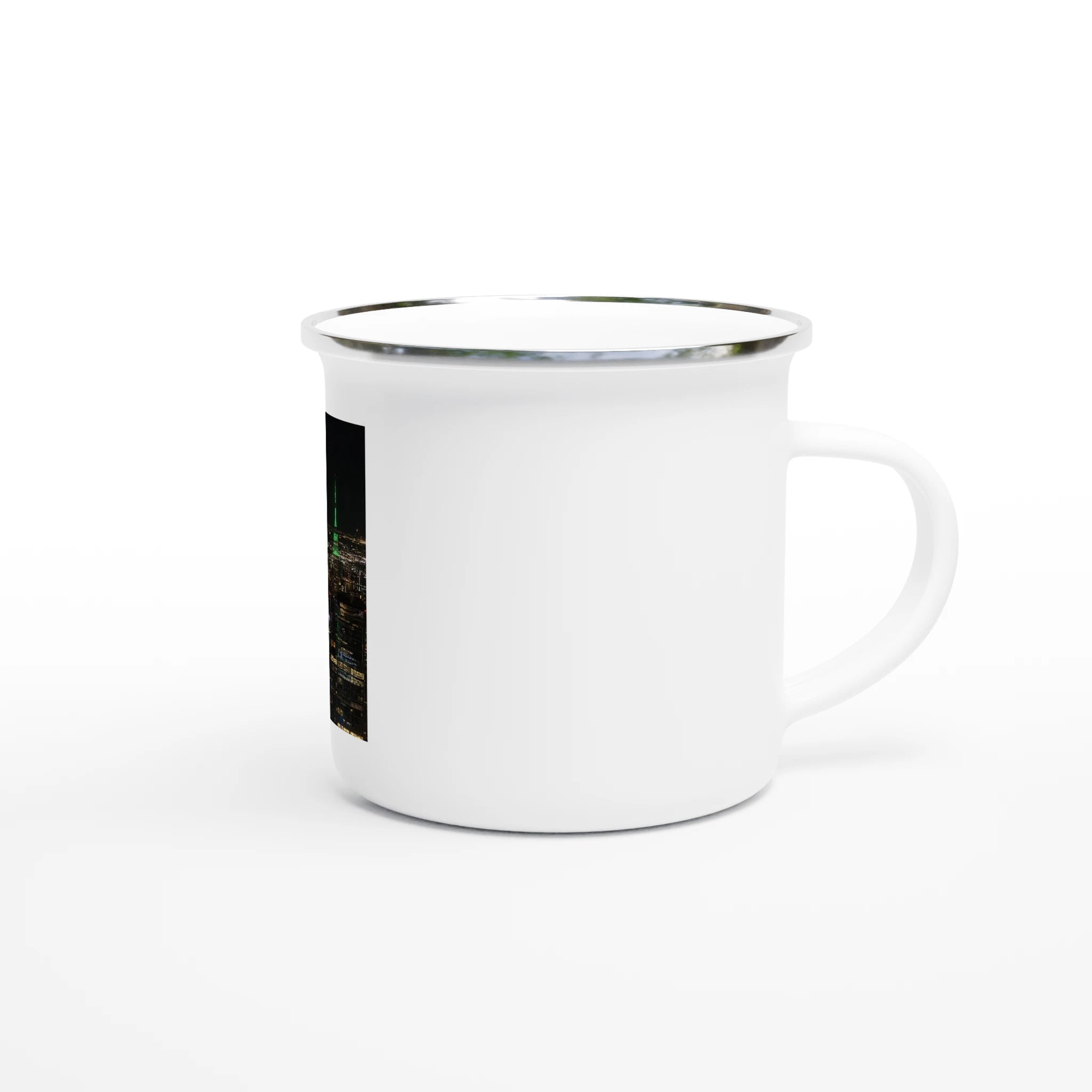 NYC Skyline Enamel Mug - Majestic Downtown View During Holiday Season - CaliCuration