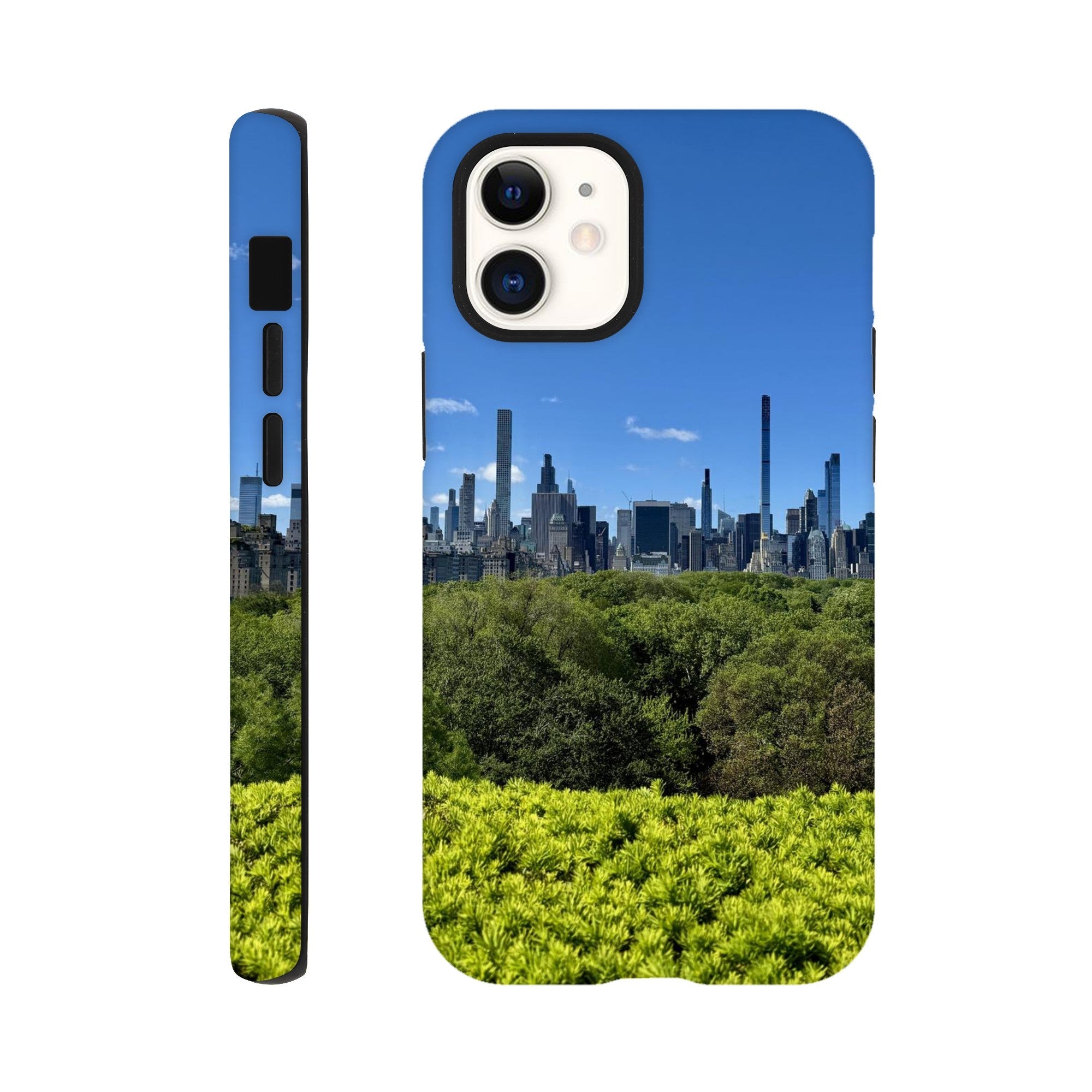 NYC Central Park Skyline tough phone case with summer vibes design for all iPhone models, featuring vibrant cityscape artwork.