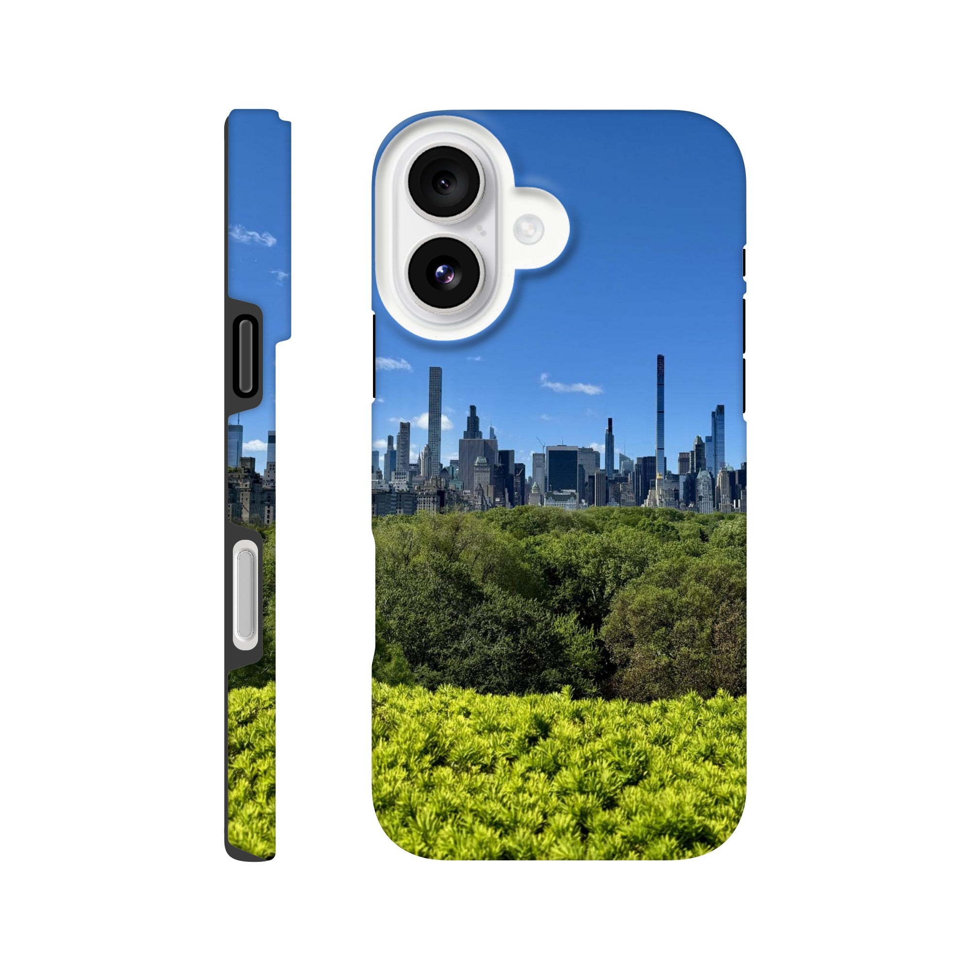 Durable NYC Central Park Skyline Tough Phone Case with summer vibes for all iPhone models, featuring vibrant cityscape print.
