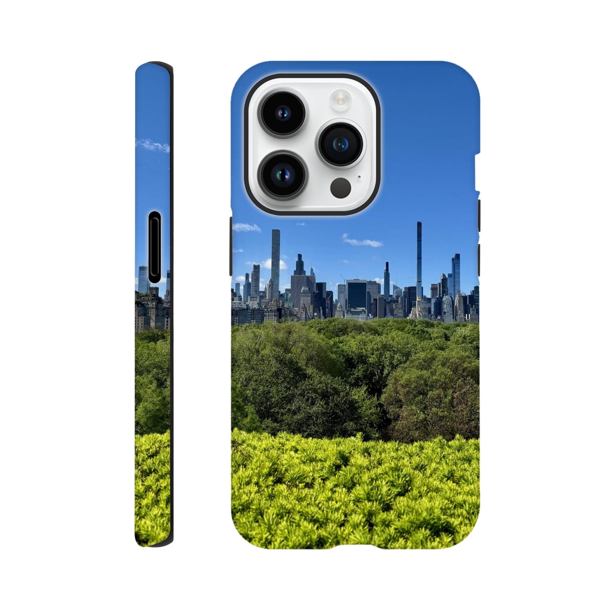 NYC Central Park skyline tough phone case with summer vibes design for all iPhone models, made of durable print material.