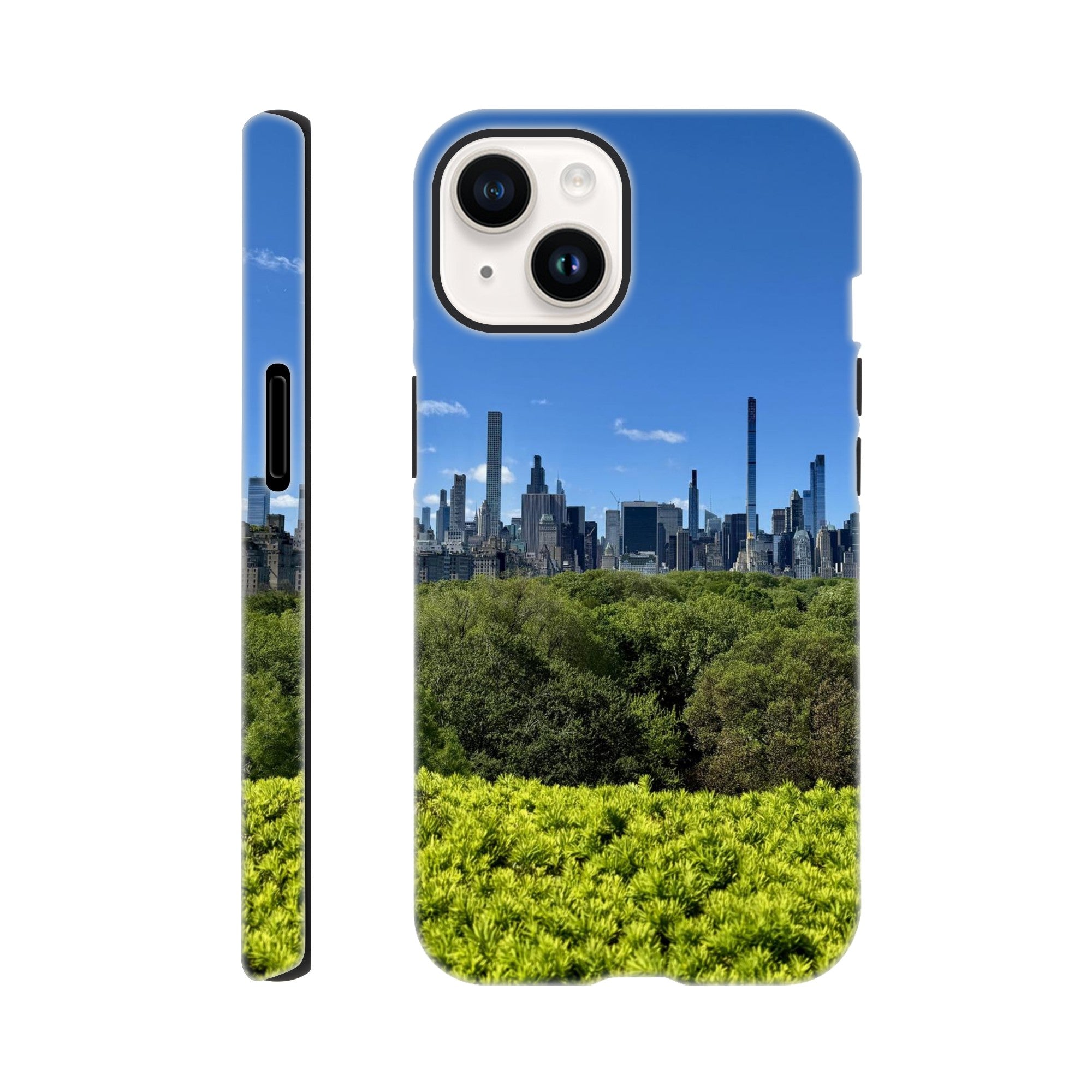 NYC Central Park Skyline tough phone case with summer vibes design for all iPhone models, featuring vibrant cityscape print.