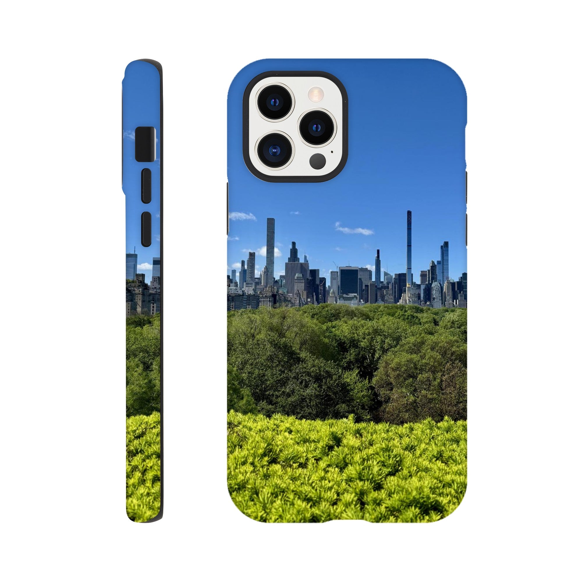 Durable NYC Central Park Skyline phone case with summer vibes design for all iPhone models, featuring vibrant cityscape print.