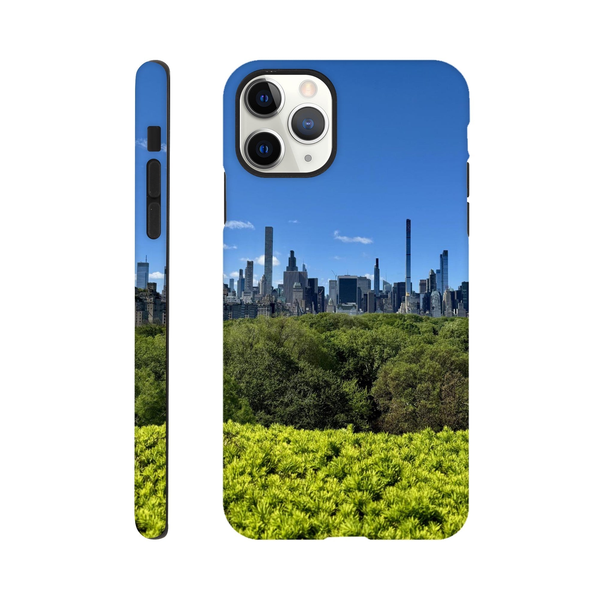 NYC Central Park Skyline tough phone case with summer vibes design for all iPhone models, featuring vibrant cityscape print.