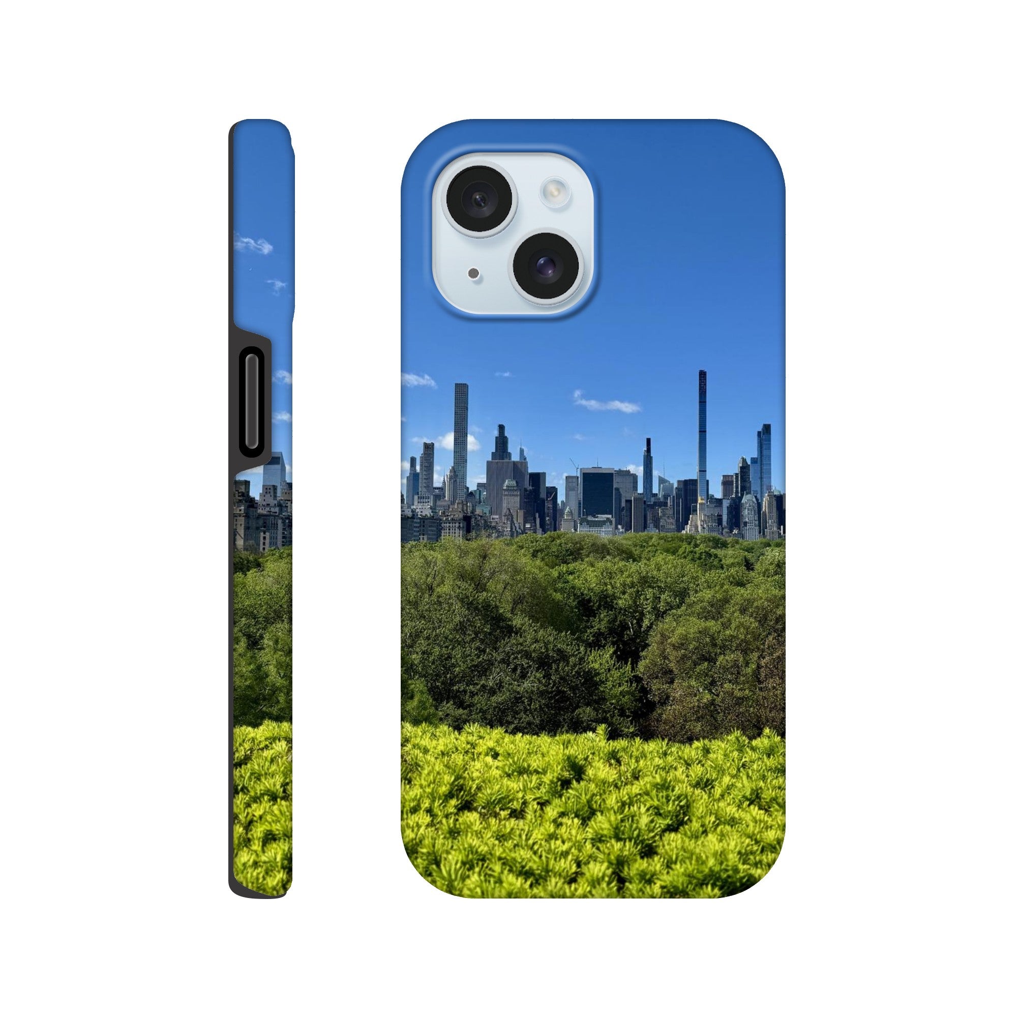 All iPhone models with NYC Central Park Skyline Tough Phone Case featuring vibrant summer vibes and durable print material.