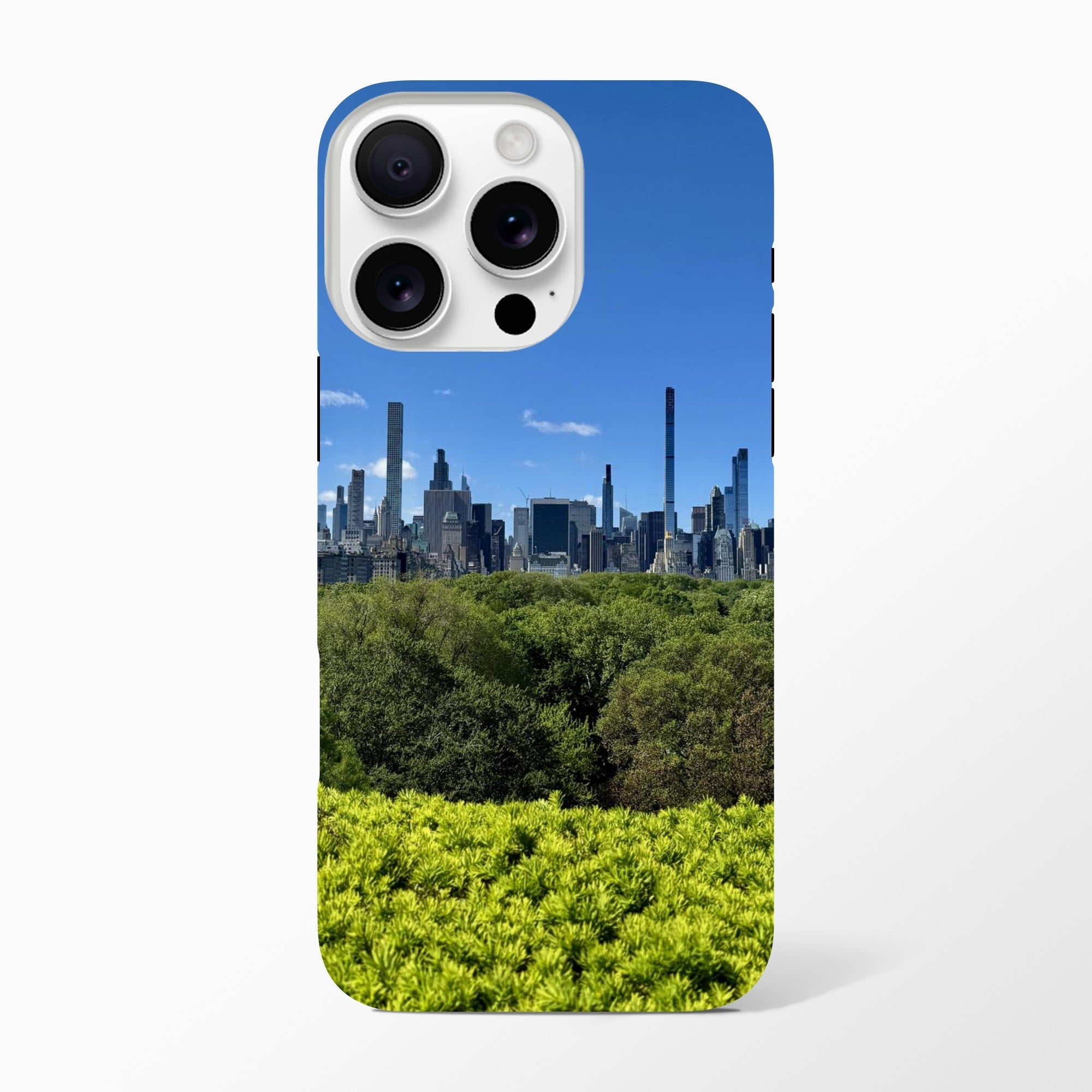 NYC Central Park Skyline tough phone case with summer vibes for all iPhone models, featuring vibrant cityscape print.
