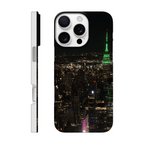 NYC skyline night phone case for iPhone 16 Pro Max, sleek slim design with durable protection, featuring cityscape print.