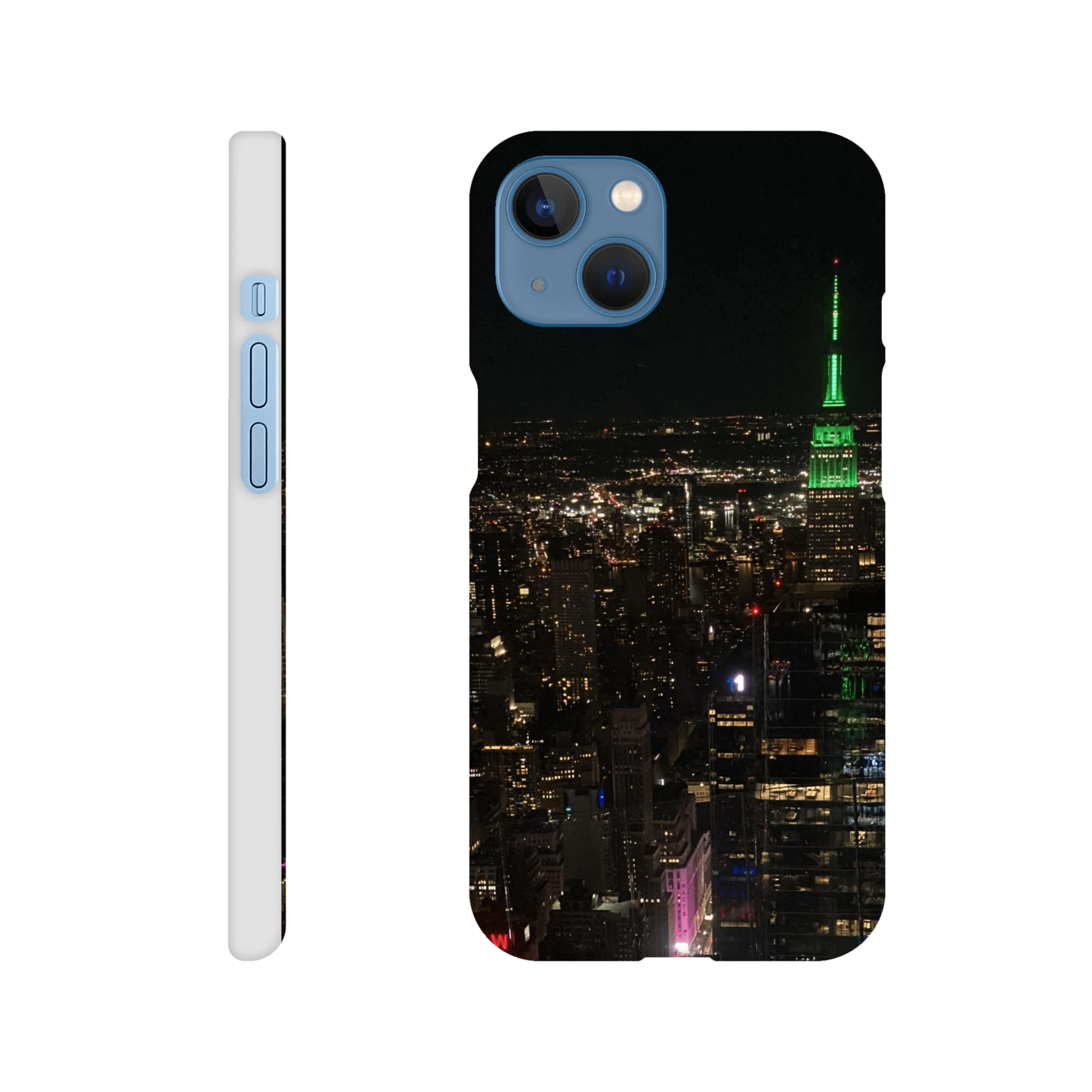 NYC Skyline night phone case for iPhone 16 Pro Max, featuring a sleek slim design with durable protective print material.