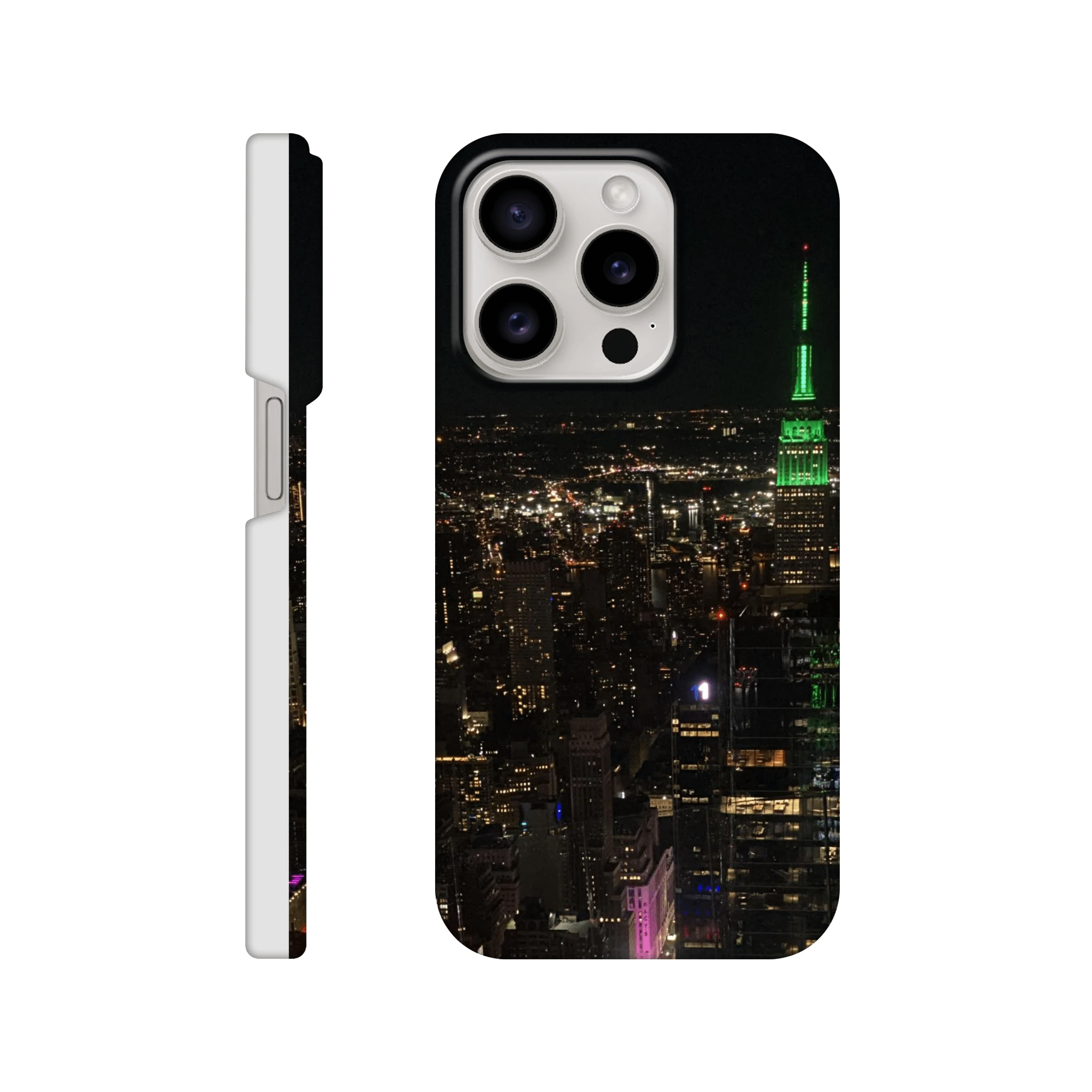 NYC skyline night phone case for iPhone 16 Pro Max, slim design with durable protection and vibrant cityscape print