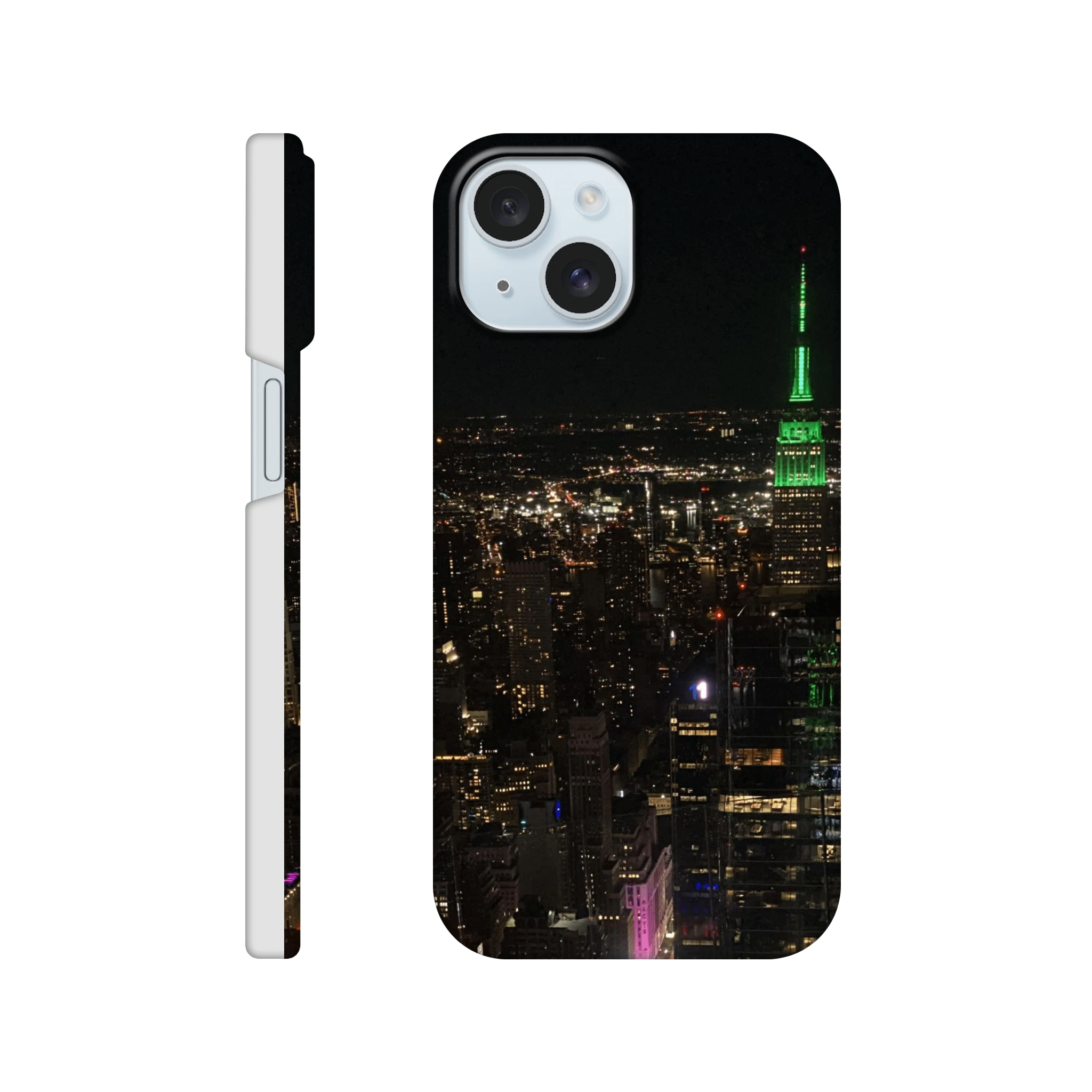 NYC Skyline night phone case for iPhone 16 Pro Max, featuring a sleek slim design and durable protection with cityscape print.