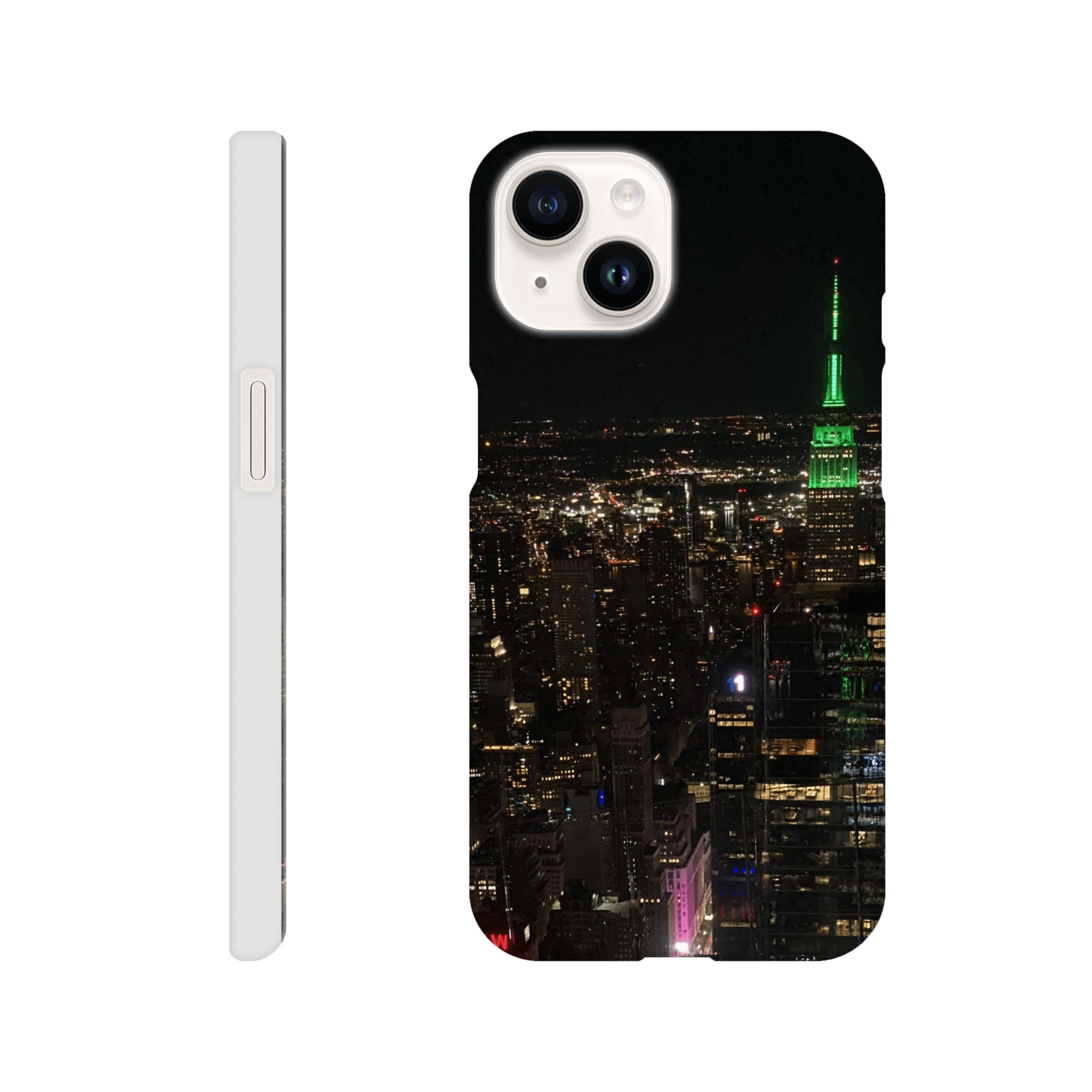 NYC skyline night phone case for iPhone 16 Pro Max, slim design with durable protection, featuring cityscape print.