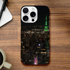 NYC Skyline night phone case for iPhone 16 Pro Max, sleek slim design with durable protection, featuring cityscape print.